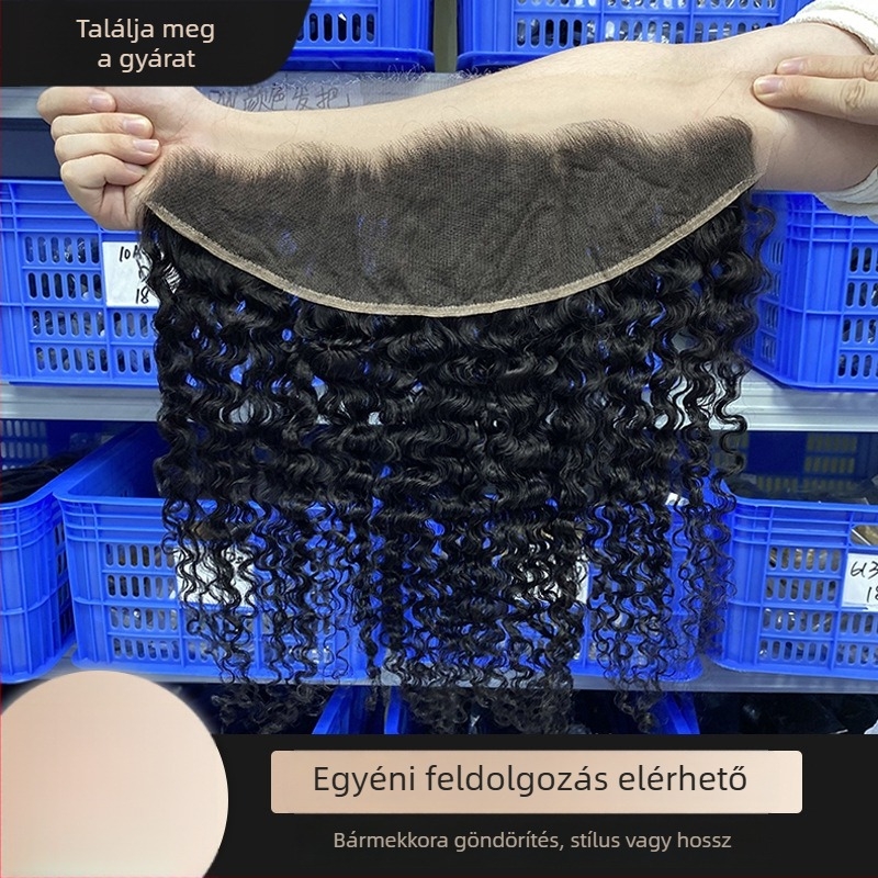 Valódi emberi hajból készült paróka Swiss átlátszó lace closure-rel, kézzel varrt, volumen, festhető és göndöríthető, eredet Shandong