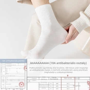 Férfi antibakteriális pamut zokni ötujjas dizájnnal, középmagas, izzadtságot felszívó és szagtalanító hatású, összetétel: 95% pamut, 3% nylon, 2% spandex