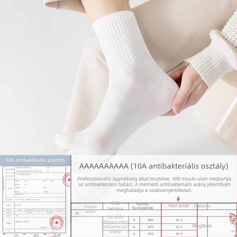 Férfi antibakteriális pamut zokni ötujjas dizájnnal, középmagas, izzadtságot felszívó és szagtalanító hatású, összetétel: 95% pamut, 3% nylon, 2% spandex