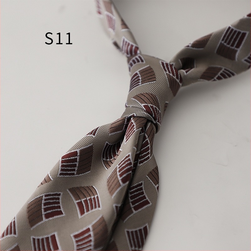 Férfi Jacquard nyakkendő Leaf Stripe Wave mintával, poliészter szálból, poliészter bélés, kézzel kötött