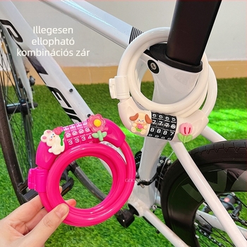 Hegyi kerékpárhoz kódos zár – lopás elleni védelem, aranyos rajzolt dizájn, 2025-ös modell, acélkábel/lánc zár (Termékkód: Tsm+8)