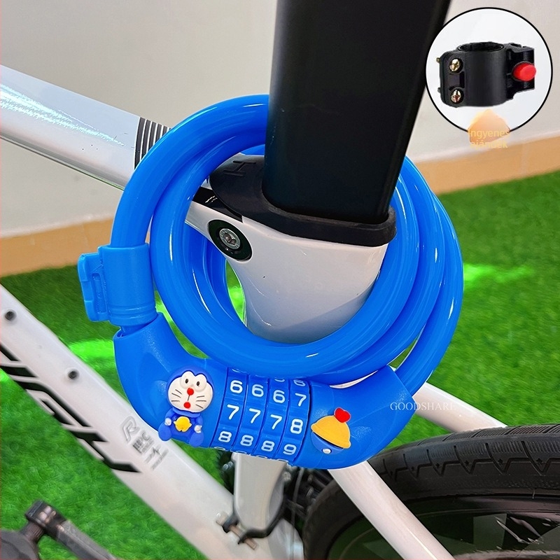 Hegyi kerékpárhoz kódos zár – lopás elleni védelem, aranyos rajzolt dizájn, 2025-ös modell, acélkábel/lánc zár (Termékkód: Tsm+8)