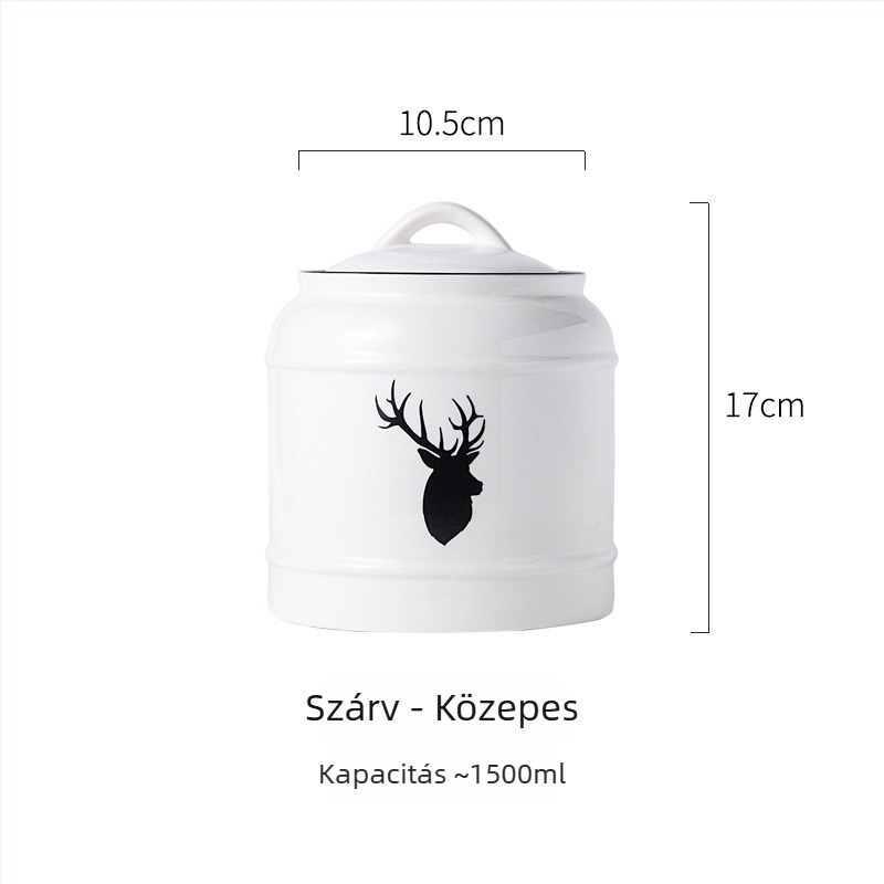 Macska- és kutyaeledel tároló kerámia edény | Légmentesen záró fedél | Többfunkciós: aszalt gyümölcs, édességek és tea