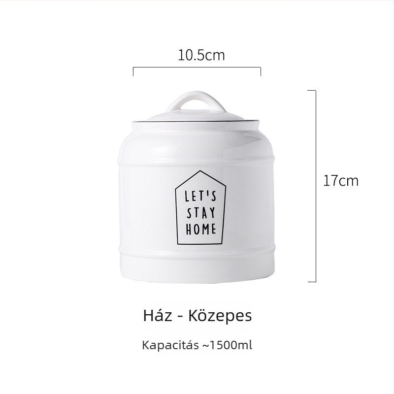 Macska- és kutyaeledel tároló kerámia edény | Légmentesen záró fedél | Többfunkciós: aszalt gyümölcs, édességek és tea