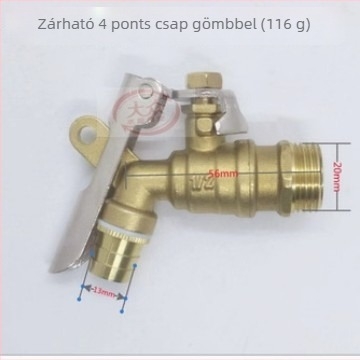 Réz hajlított forróvíz csap gömbszeleppel, modell Water Tsui, réz test, egykezes kettős vezérlés, 0,6 MPa, 120°C, kézi szerelés