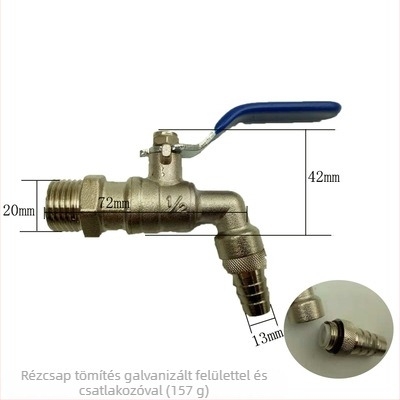 Réz hajlított forróvíz csap gömbszeleppel, modell Water Tsui, réz test, egykezes kettős vezérlés, 0,6 MPa, 120°C, kézi szerelés