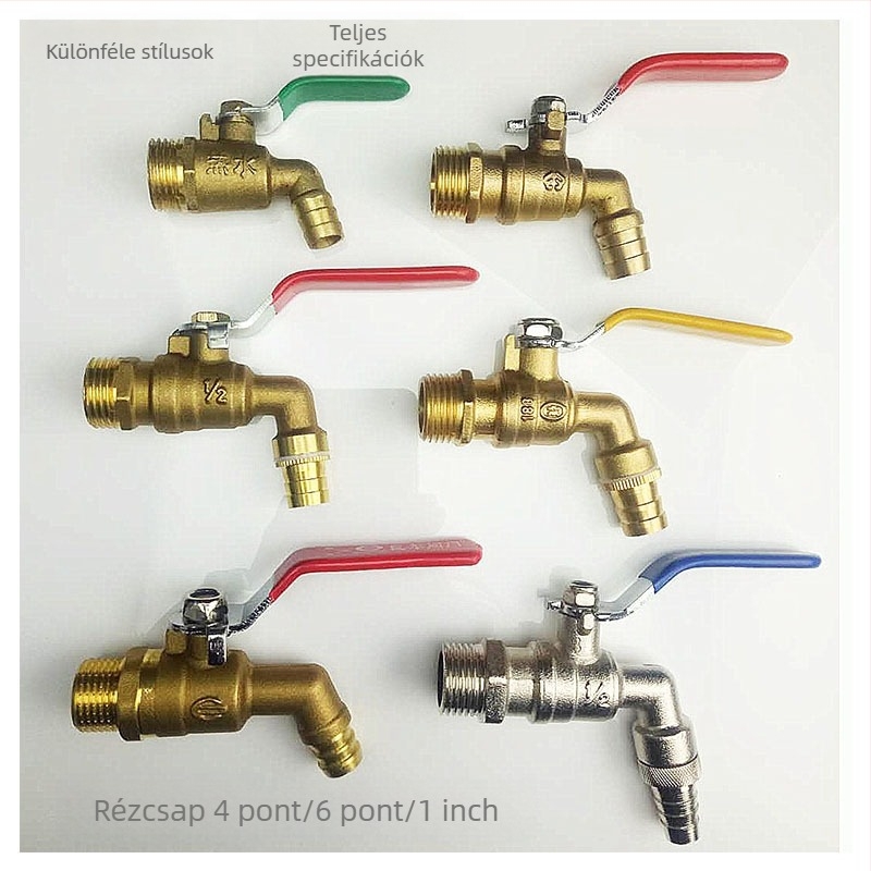 Réz hajlított forróvíz csap gömbszeleppel, modell Water Tsui, réz test, egykezes kettős vezérlés, 0,6 MPa, 120°C, kézi szerelés