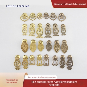 Sárgaréz szekrényajtó fogantyú felhő-halak motívummal, új kínai stílusban, szekrényekhez és fiókokhoz, Happy Bronze márka