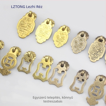 Sárgaréz szekrényajtó fogantyú felhő-halak motívummal, új kínai stílusban, szekrényekhez és fiókokhoz, Happy Bronze márka