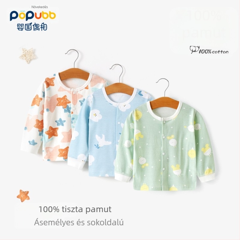 Unisex pamut termális alapréteg felső, 1–3 éveseknek, kerek nyak, lágyított felület, 100% pamut, tavasz–ősz–télre