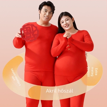 Uniszex termikus fehérnemű szett fleece béléssel, extravastag anyag, kerek nyakú hosszú ujjú felső és hosszú nadrág