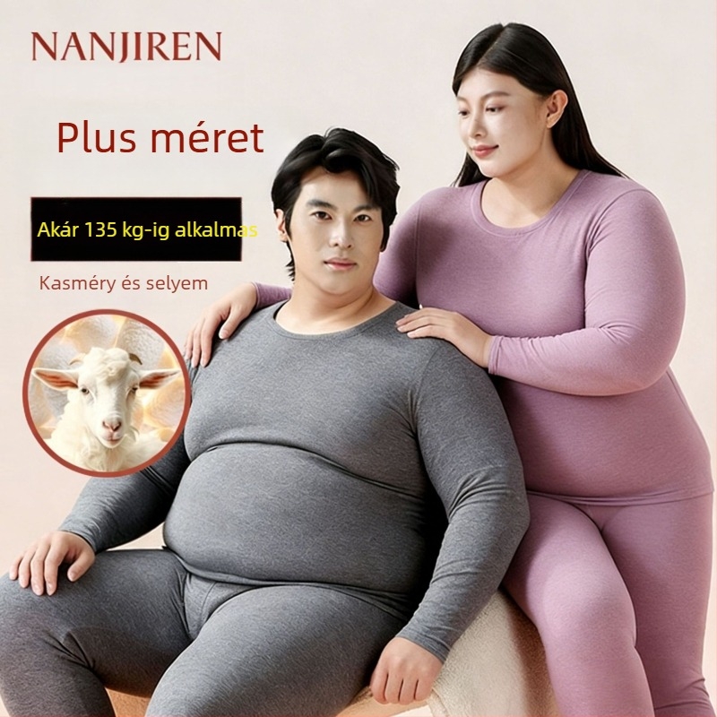 Uniszex termikus fehérnemű szett fleece béléssel, extravastag anyag, kerek nyakú hosszú ujjú felső és hosszú nadrág