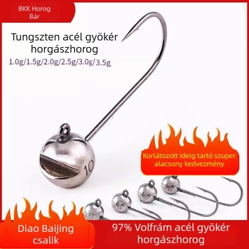 Volfrámozott acél fejű horgászhorog, horog nélkül, fekete sügérhez, anti-akadályozó, tó- és tavai horgászathoz