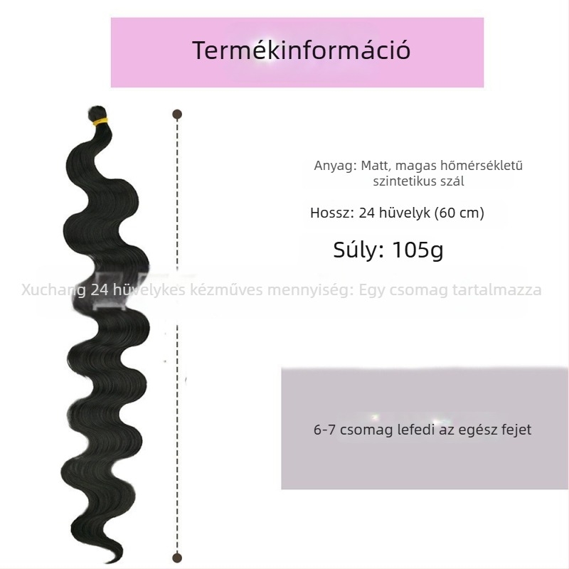 Enhe Body Wave Crochet paróka nőknek — hőálló szintetikus rostok, volumen paróka