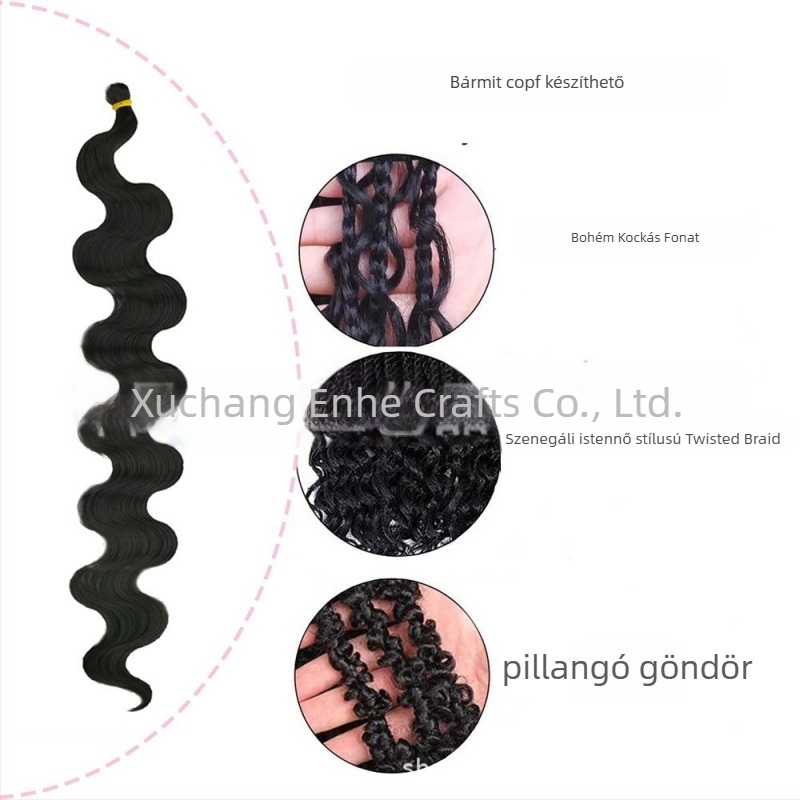 Enhe Body Wave Crochet paróka nőknek — hőálló szintetikus rostok, volumen paróka