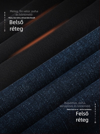 Fleece béléssel ellátott női farmer, magas derekú, vast anyag, egyenes szabás, nagy rugalmasság