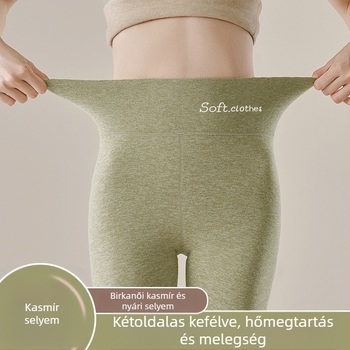 Női meleg nadrág fleece-betéttel, magas derék, kétszeres rétegű, kationikus poliészter, 90–95% poliészter, vastagság 251–300 g/m²