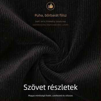 Corduroy férfi nadrág, tapered szabás, fleece-belelés, vastag anyag, magas derekú (középkorú férfiak számára)
