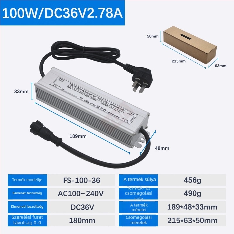 Ultrahangos párásító tápegység – 100W–800W, DC36V/45V/48V, IP67 vízálló, Kapcsoló tápegység, CE ROHS