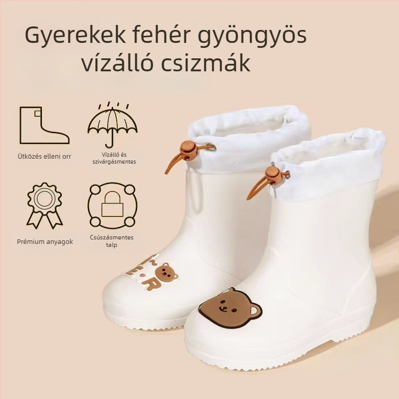 Gyermek esőcsizmák, középmagasak, PVC felsőrész, vízálló, csúszásmentes talp, belső pamut bélés, 6 hónaptól 6 éves korig