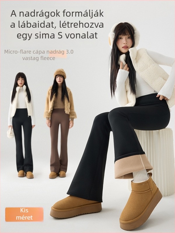 Kisméretű Bootcut nadrág szélesedő sziluettel, vastag fleece béléssel, magas rugalmassággal