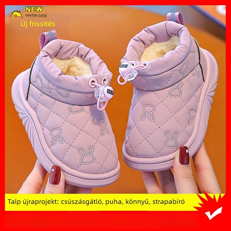 Dew Rabbit Gyerekek bokacsizma – téli, vízálló, csúszásmentes, műbőr, 1–12 éveseknek