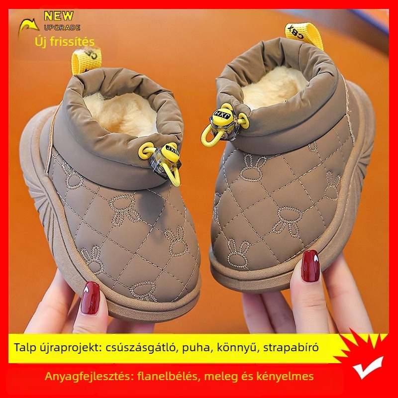 Dew Rabbit Gyerekek bokacsizma – téli, vízálló, csúszásmentes, műbőr, 1–12 éveseknek