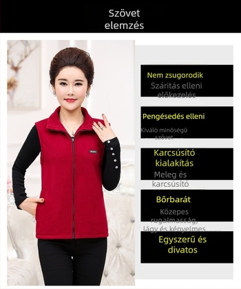 Női fleeces kötött mellény — Koreai stílus, városi szabadidő, 100% poliészter, keverék kémiai rostok, kapucni nélküli