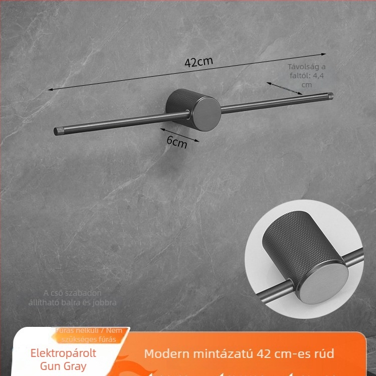Réz törölközőtartó, kefés felülettel, minimalist stílusú, egyrészes fürdőszobai tároló, teherbírás 10