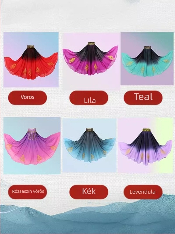 Uyghur etnikai tánc felső, chiffon-spandex keverék, Spandex 50-70% (első) és 30-50% (második); tavasz 2024; nőknek 18–24.
