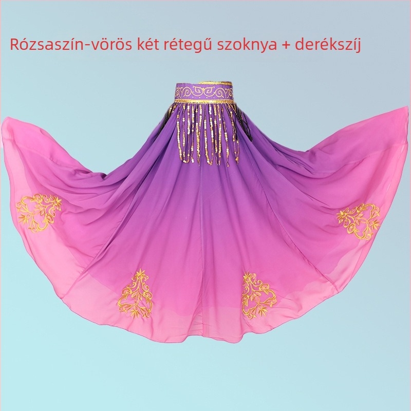 Uyghur etnikai tánc felső, chiffon-spandex keverék, Spandex 50-70% (első) és 30-50% (második); tavasz 2024; nőknek 18–24.
