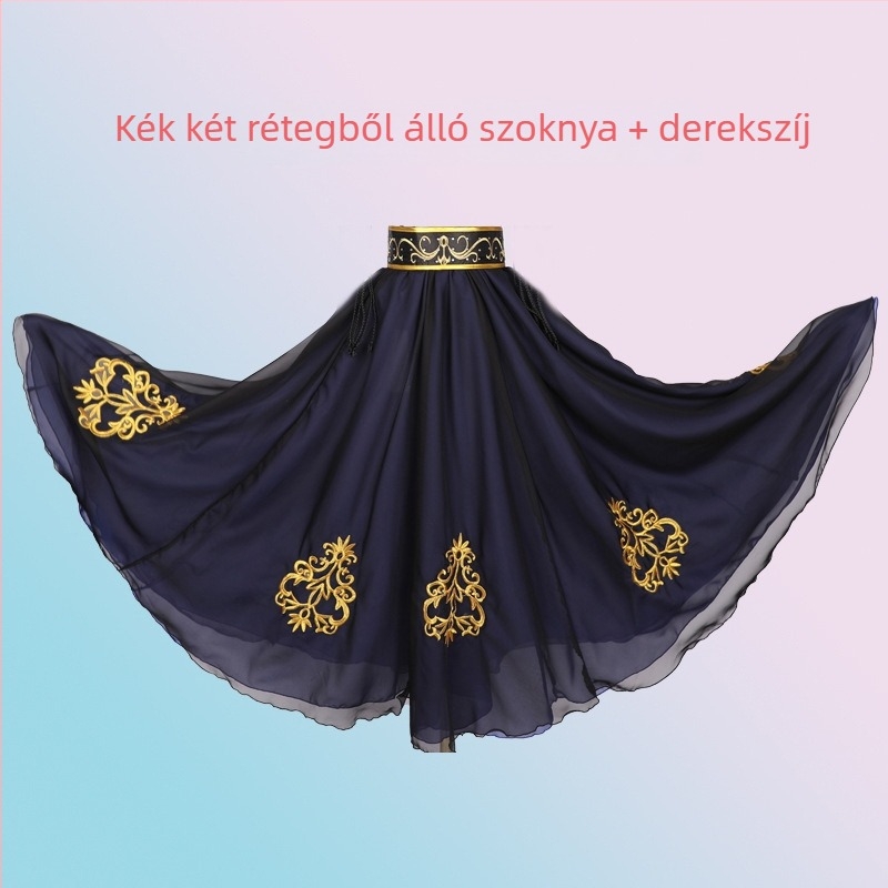 Uyghur etnikai tánc felső, chiffon-spandex keverék, Spandex 50-70% (első) és 30-50% (második); tavasz 2024; nőknek 18–24.