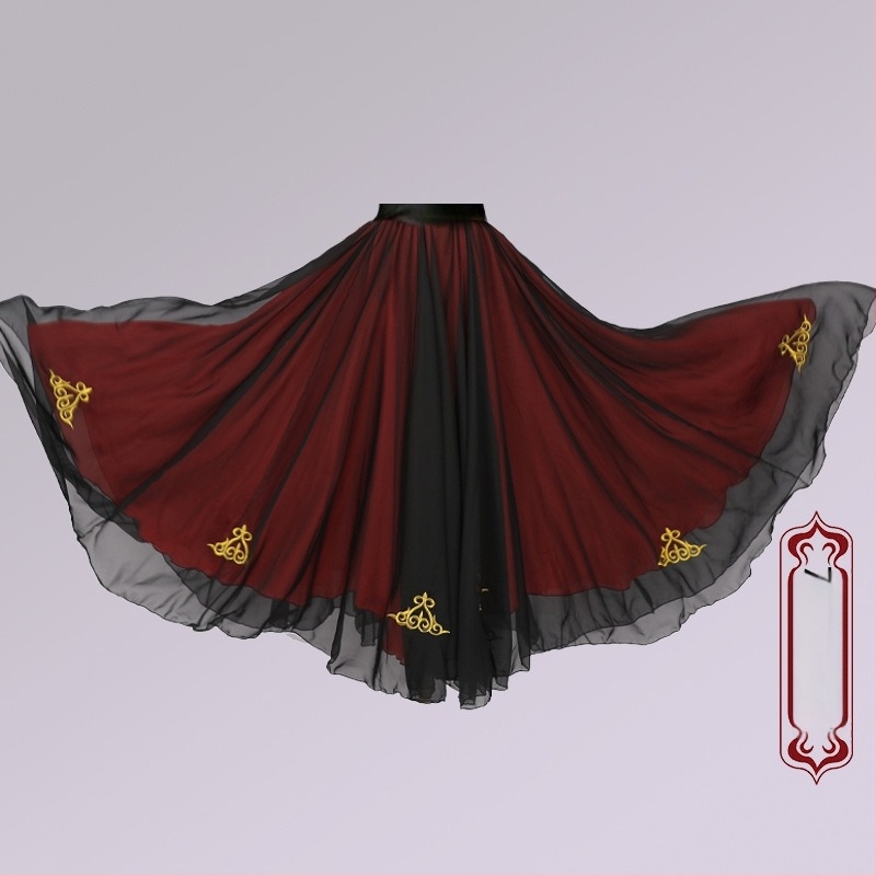 Uyghur etnikai tánc felső, chiffon-spandex keverék, Spandex 50-70% (első) és 30-50% (második); tavasz 2024; nőknek 18–24.