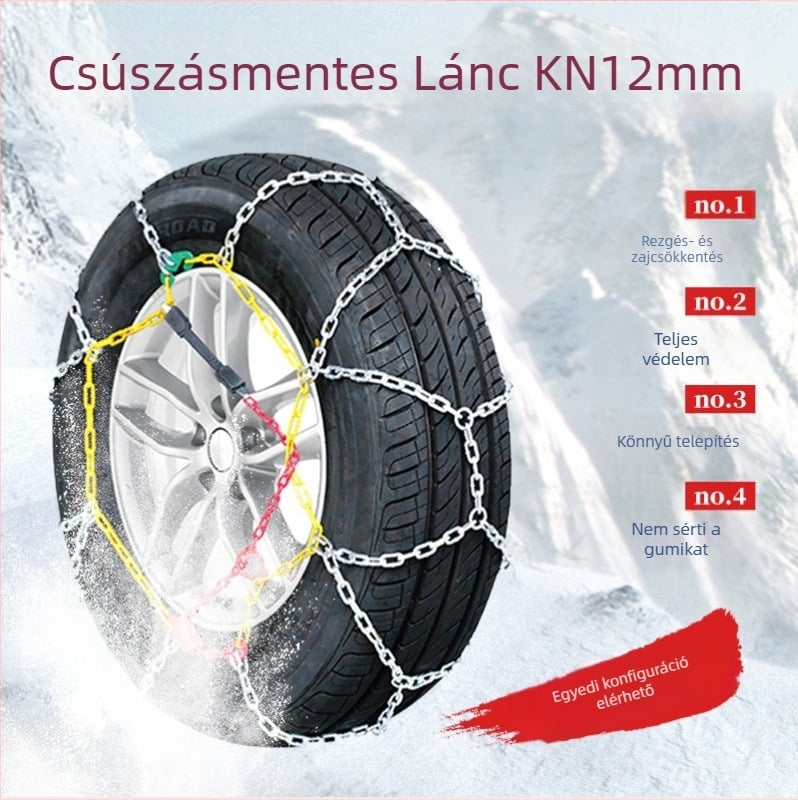 Autós téli hólánc, KN modell, 4 kg, minden autó gumihoz, testreszabható feldolgozás