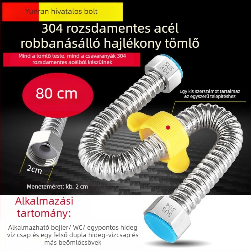 304 rozsdamentes acél hullámcső bojler bemeneti vízvezetékhez – magas nyomású, hőálló, CUPC tanúsítvány, modell 1