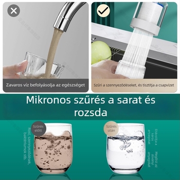 Csaptelek szűrő extender háztartási konyhához – PP anyag, közvetlen telepítés, egykaros vezérlés, modell L10205, First Impression, Light Luxury stílus