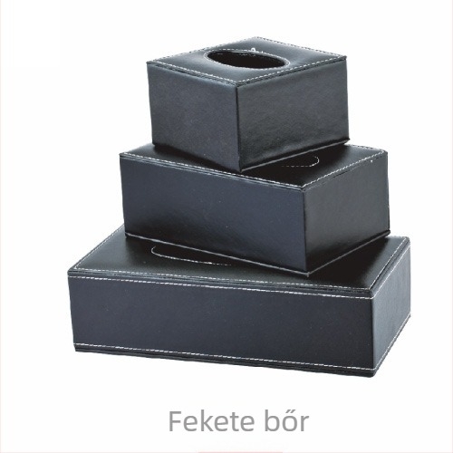 Bőr zsebkendő-doboz – kézműves, levehető belső tartállyal, modell FJ-0741, testreszabható logó, vendégszobák és íróasztalok számára