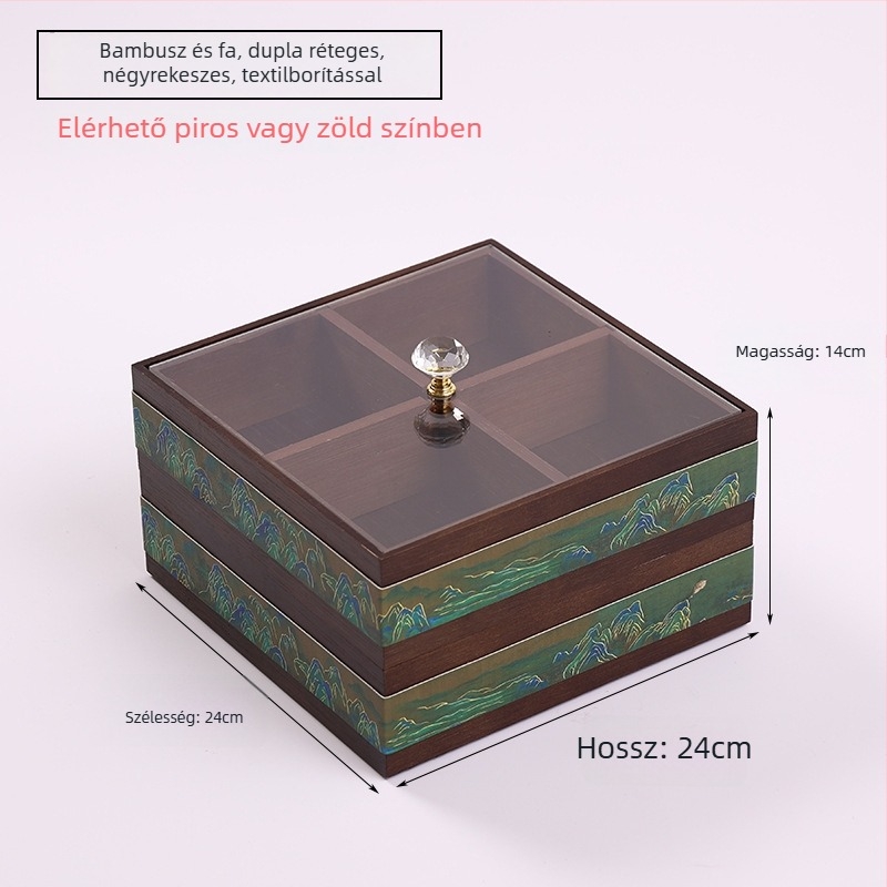 Fából készült papírzsebkendő doboz távirányítóval — Új kínai stílus, Többfunkciós, Modell 10029, nappaliba és fürdőszobába