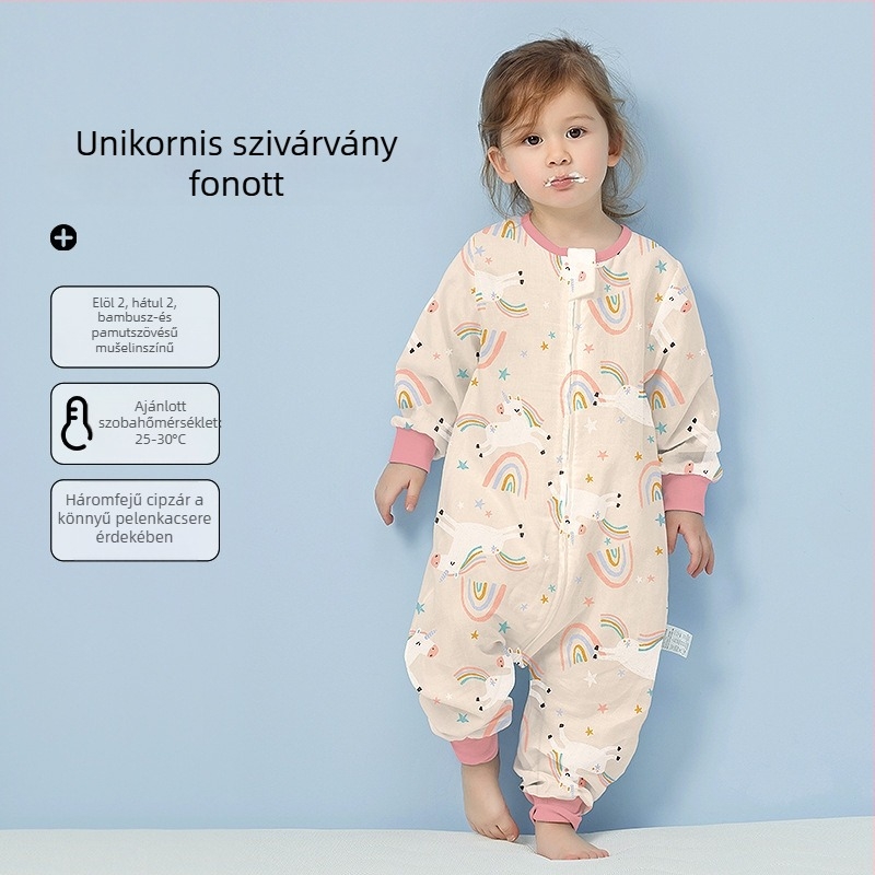 Babahálózsák 100% pamut anyagból, vékony nyári–tavaszi modell, belső pamut bélés, karikatúra mintával, 1–3 éveseknek