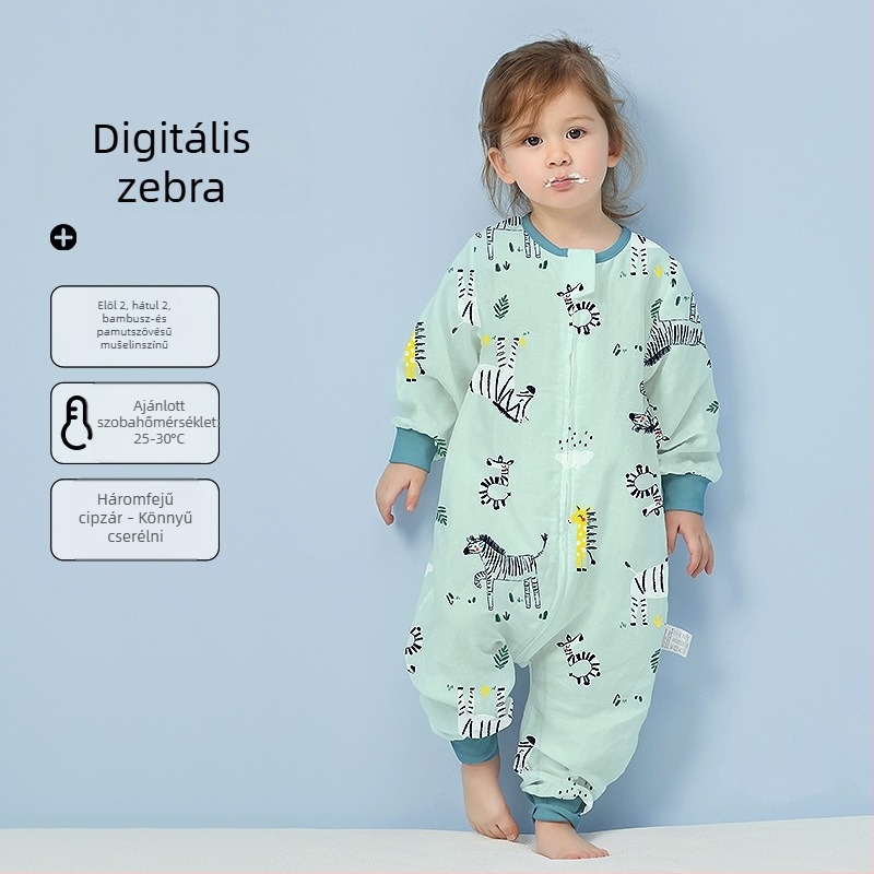 Babahálózsák 100% pamut anyagból, vékony nyári–tavaszi modell, belső pamut bélés, karikatúra mintával, 1–3 éveseknek