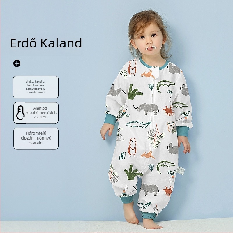 Babahálózsák 100% pamut anyagból, vékony nyári–tavaszi modell, belső pamut bélés, karikatúra mintával, 1–3 éveseknek