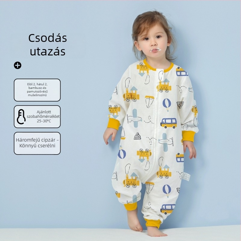 Babahálózsák 100% pamut anyagból, vékony nyári–tavaszi modell, belső pamut bélés, karikatúra mintával, 1–3 éveseknek