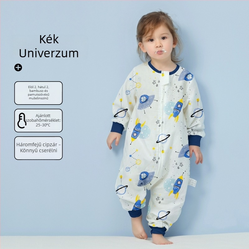 Babahálózsák 100% pamut anyagból, vékony nyári–tavaszi modell, belső pamut bélés, karikatúra mintával, 1–3 éveseknek