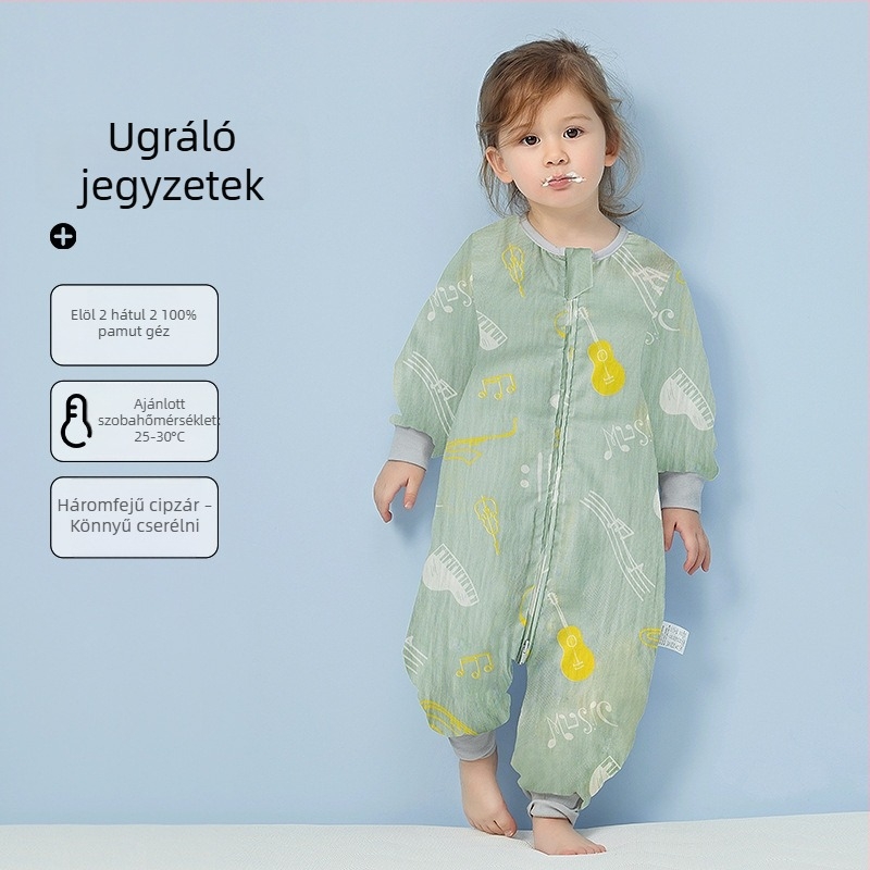 Babahálózsák 100% pamut anyagból, vékony nyári–tavaszi modell, belső pamut bélés, karikatúra mintával, 1–3 éveseknek