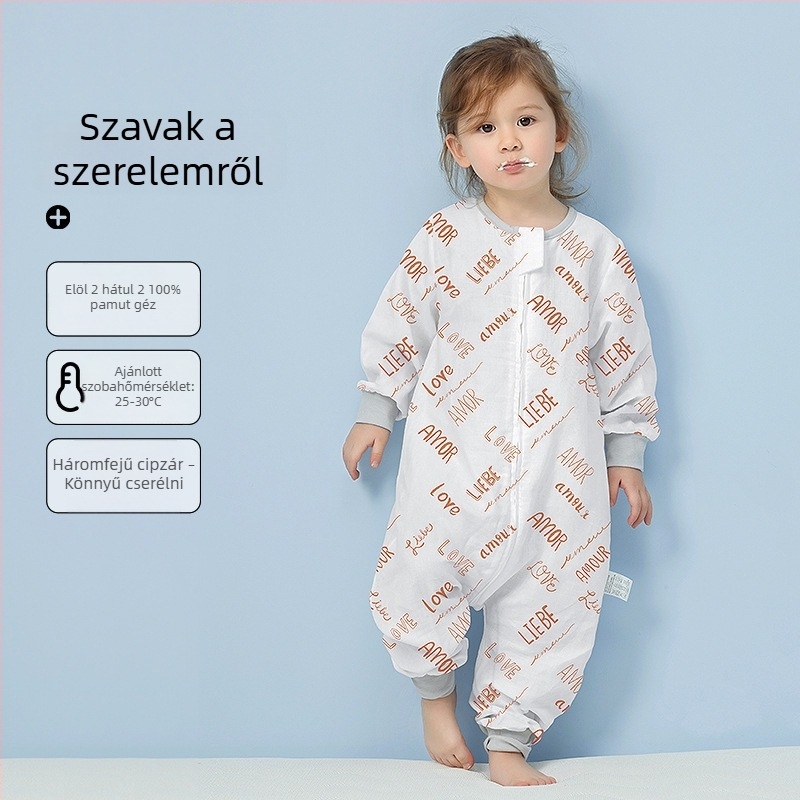 Babahálózsák 100% pamut anyagból, vékony nyári–tavaszi modell, belső pamut bélés, karikatúra mintával, 1–3 éveseknek