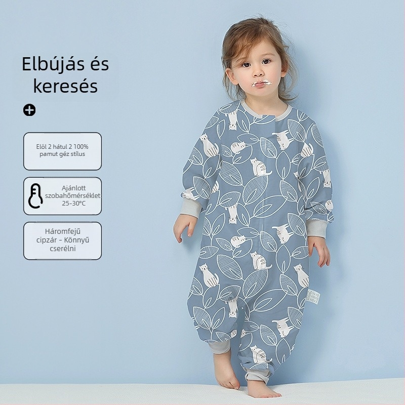 Babahálózsák 100% pamut anyagból, vékony nyári–tavaszi modell, belső pamut bélés, karikatúra mintával, 1–3 éveseknek