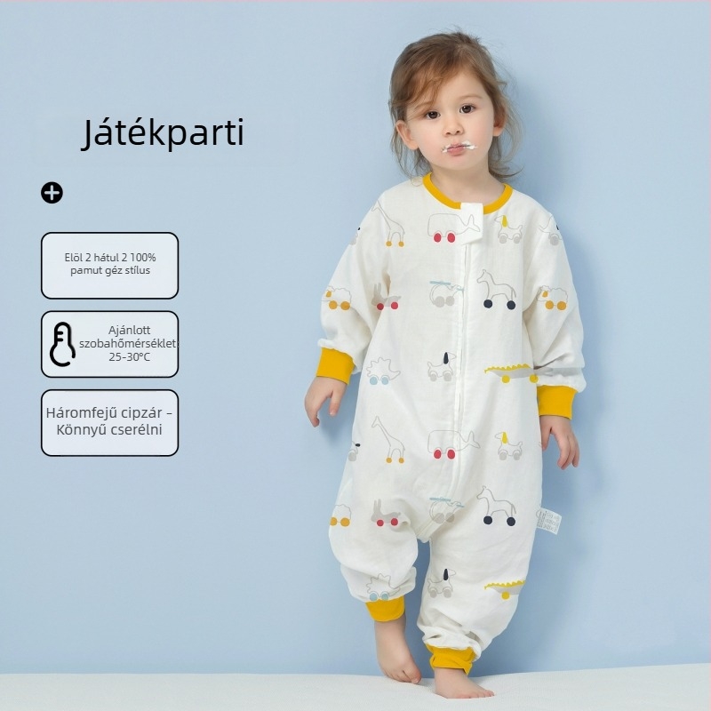 Babahálózsák 100% pamut anyagból, vékony nyári–tavaszi modell, belső pamut bélés, karikatúra mintával, 1–3 éveseknek