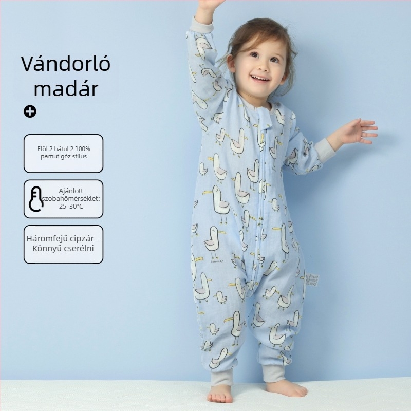 Babahálózsák 100% pamut anyagból, vékony nyári–tavaszi modell, belső pamut bélés, karikatúra mintával, 1–3 éveseknek