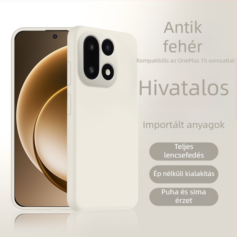 OnePlus 15 folyékony szilikon védőtok teljes lencsevédeléssel, ütésálló és hőelvezetés