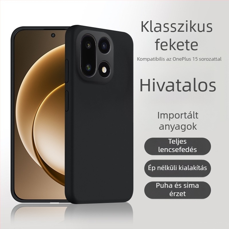OnePlus 15 folyékony szilikon védőtok teljes lencsevédeléssel, ütésálló és hőelvezetés